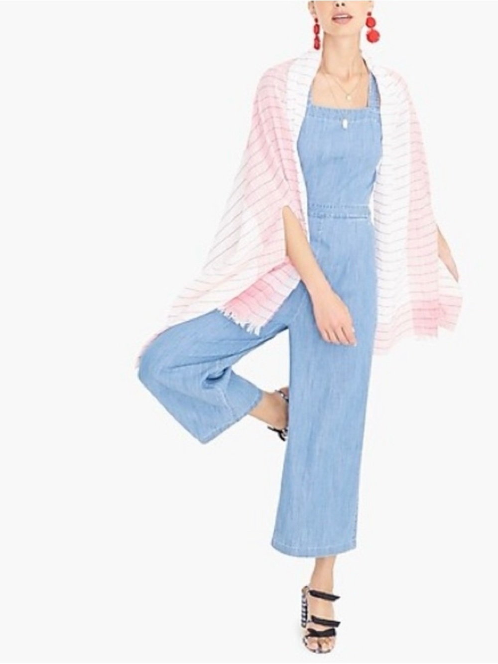 J Crew Chambray Denim Cross back Jumpsuit size 6